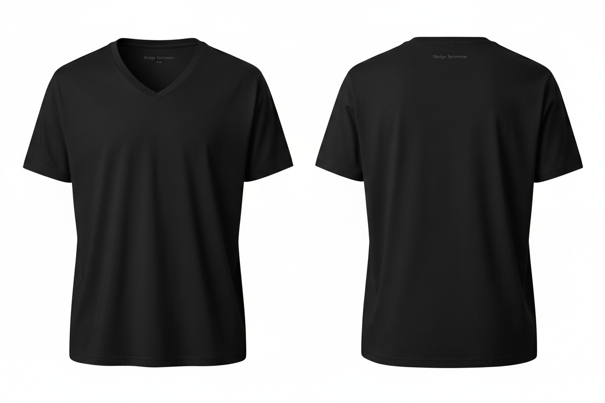 Black v-neck front and back