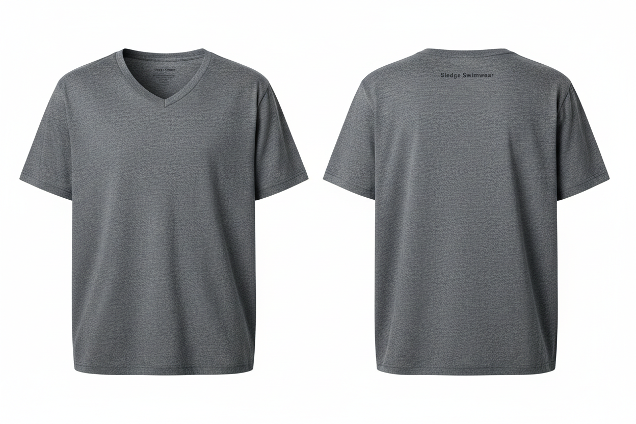 Charcoal gray v-neck front and back