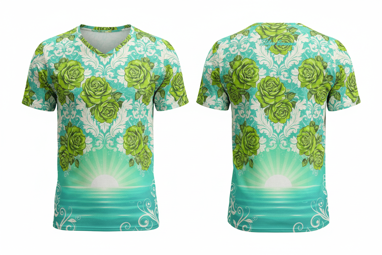 Fresh lime breeze v-neck front and back