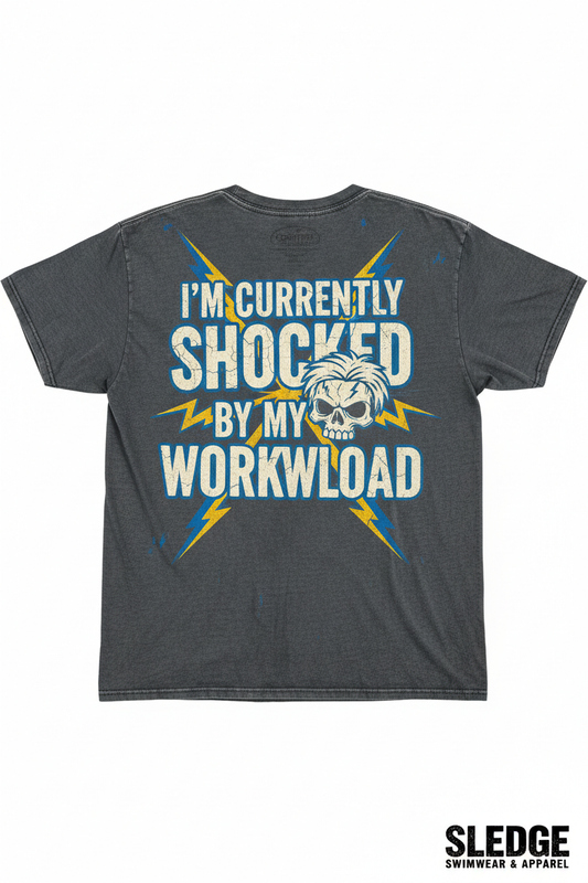 Electrician V-Neck Comfort Colors T-Shirt - Currently Shocked By My Workload