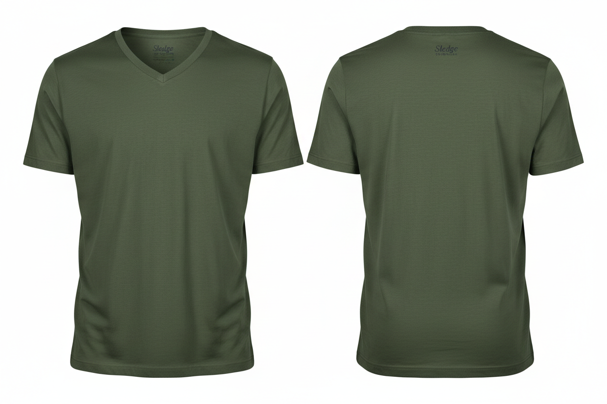 Olive green v-neck front and back
